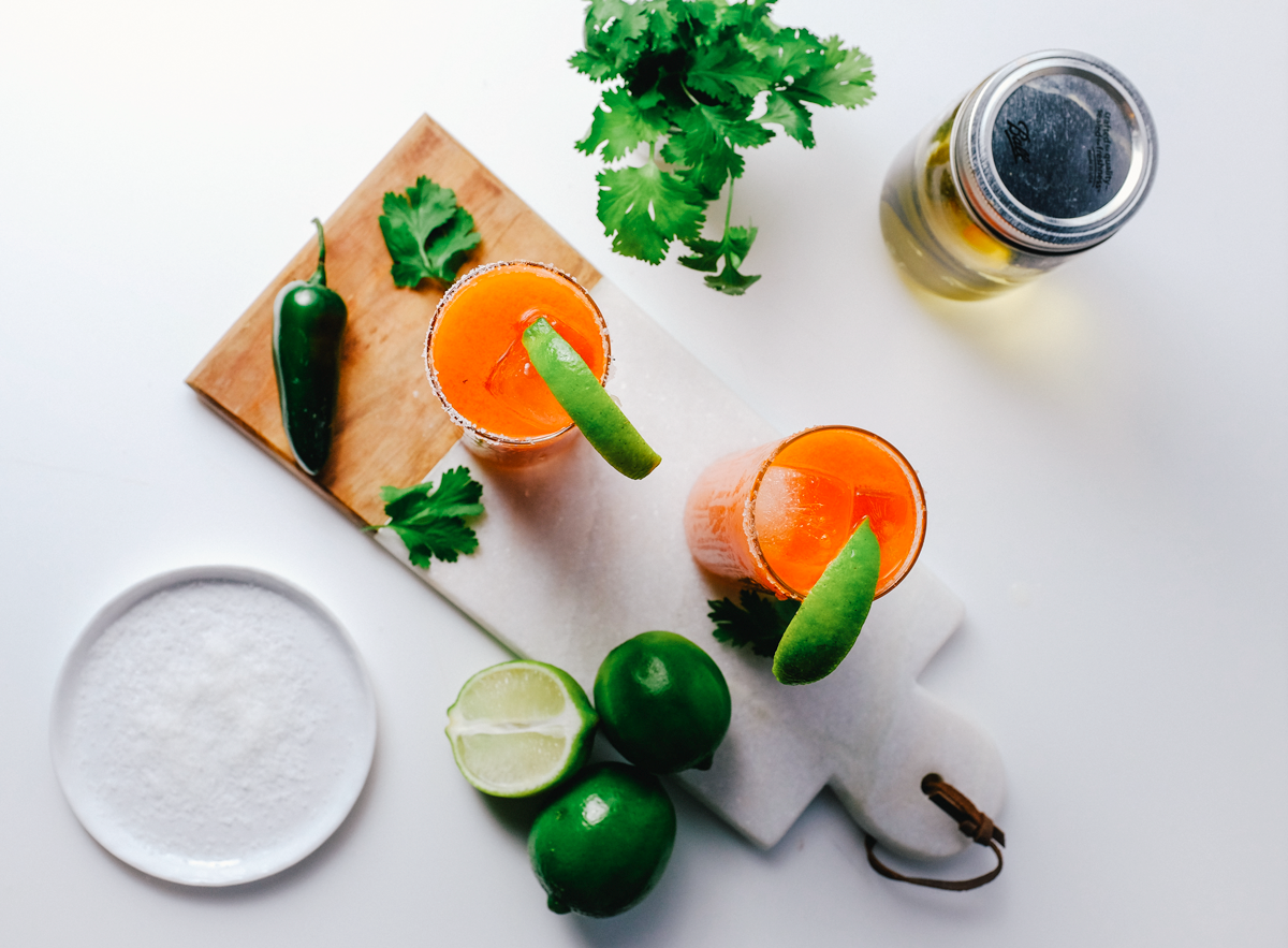 carrot, jalapeno, margarita, cocktail recipe, summer cocktail, juicing, healthy drinks